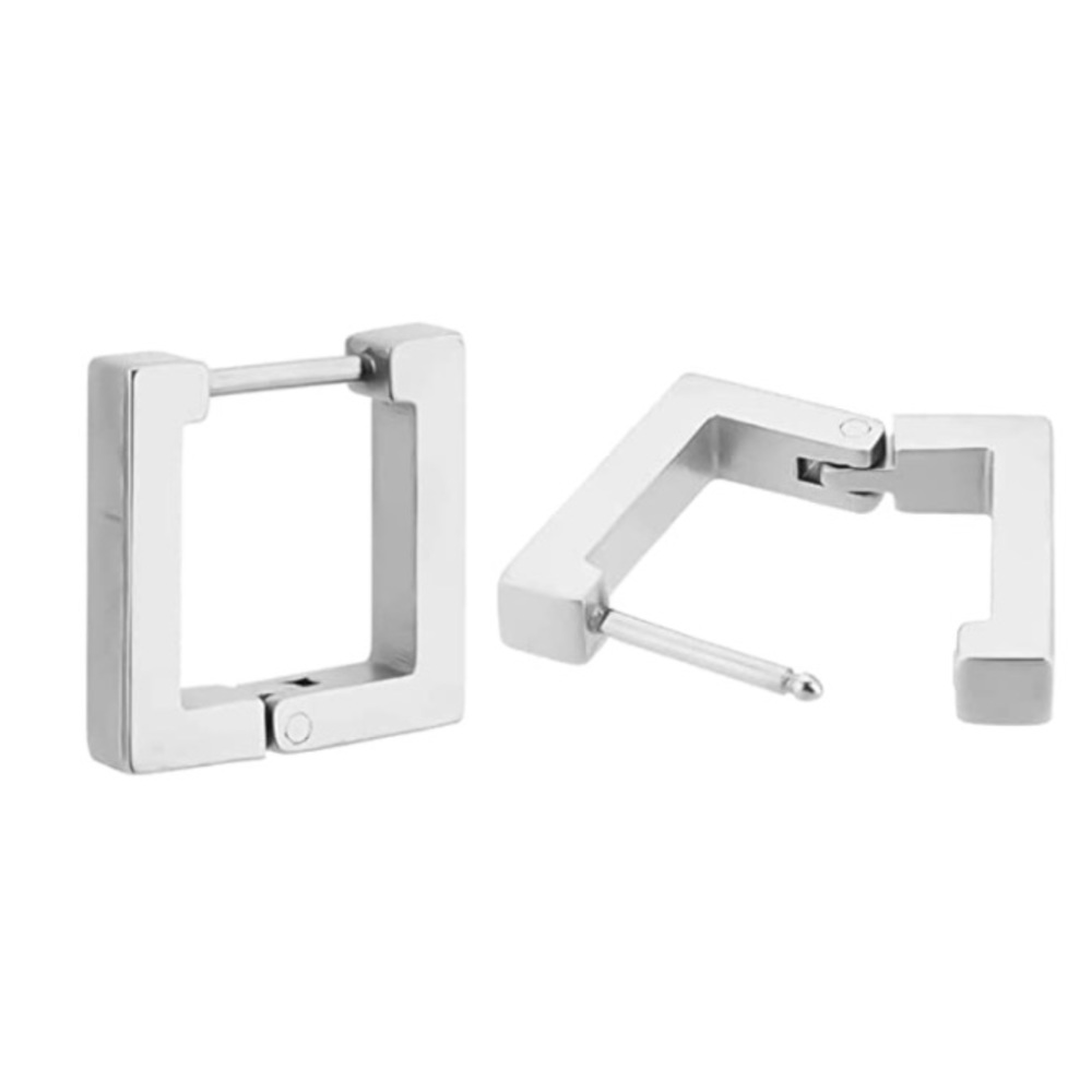 Stainless Steel Square Huggie Hoop Earrings